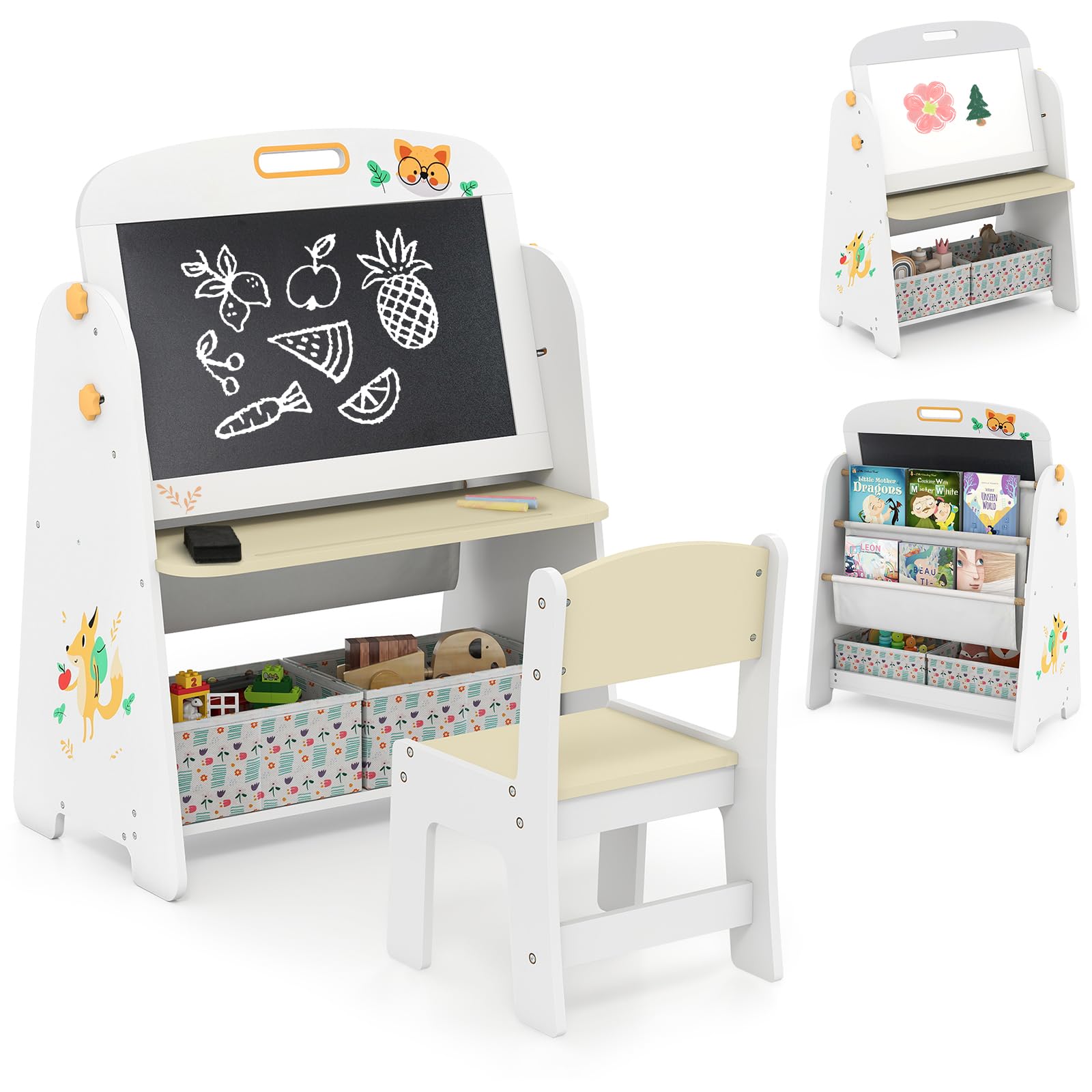 Amazon.com: HONEY JOY Kids Art Easel, Wooden Double-Sided Toddler